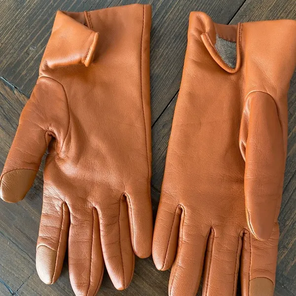 New Coach Leather and Wool Gloves, Sandstone - Image 5