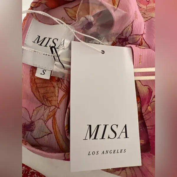 Misa Los Angeles‎ $265 Anka Halter Top Pink Floral Spring Feminine Blouse - Image 5