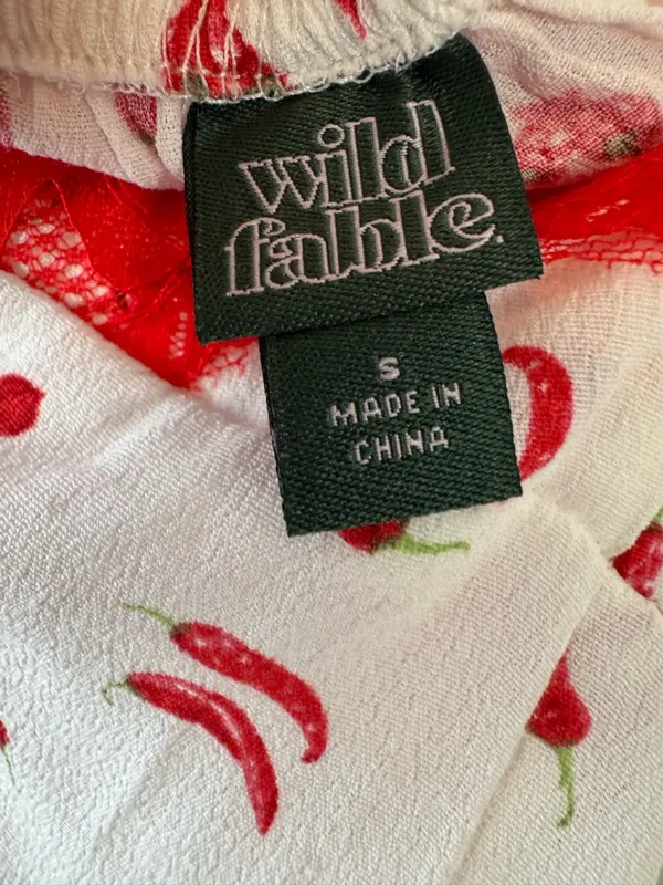 wild fable White Dress with Red Lace Trim and Red Pepper Print smal NWT - Image 5