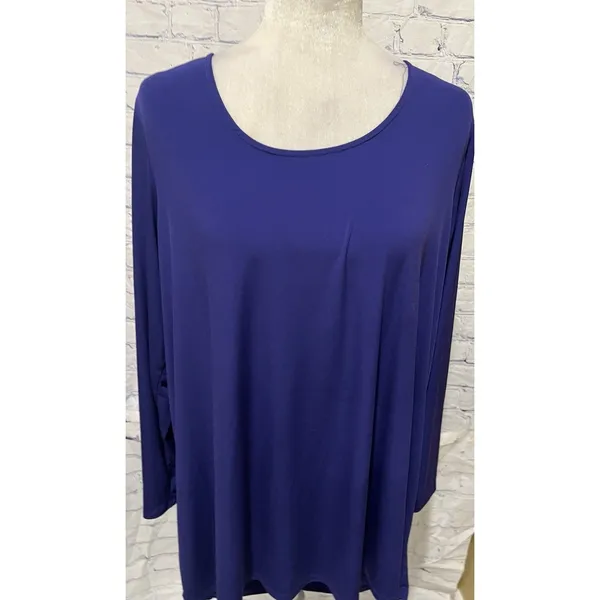 Simonton Says by George Simonton High Low Blue Long Sleeve Blouse Plus Size 1X - Image 2