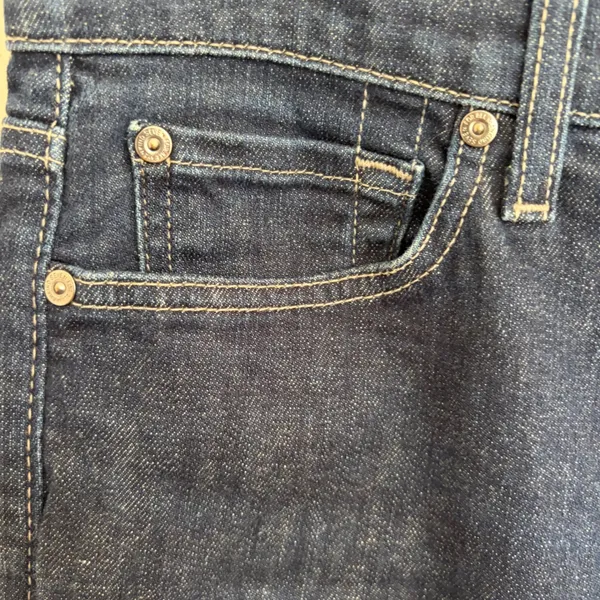 7 For All Mankind Standard Straight Leg‎ Dark Wash Jeans Size 33 Button Fly - Image 2