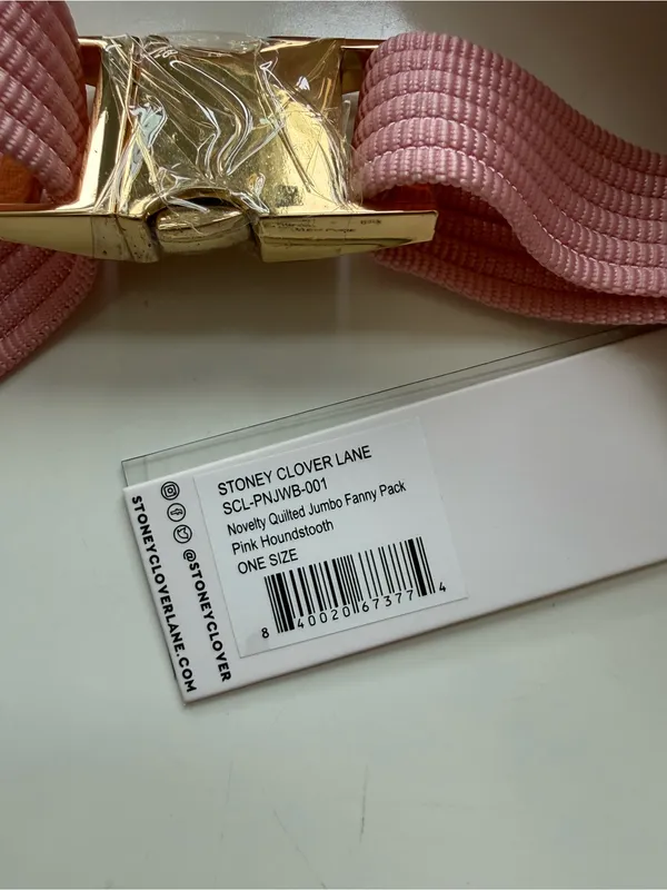 NWT Stoney Clover Lane Quilted Jumbo Fanny Pack Pink Houndstooth - Image 7