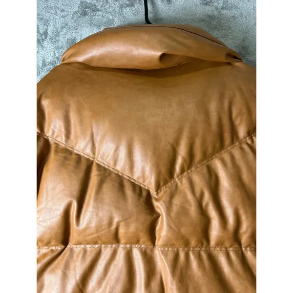 Avec Les Filles Over Sized Faux Leather Puffer Coat Cognac Brown S Anthropologie - Image 4