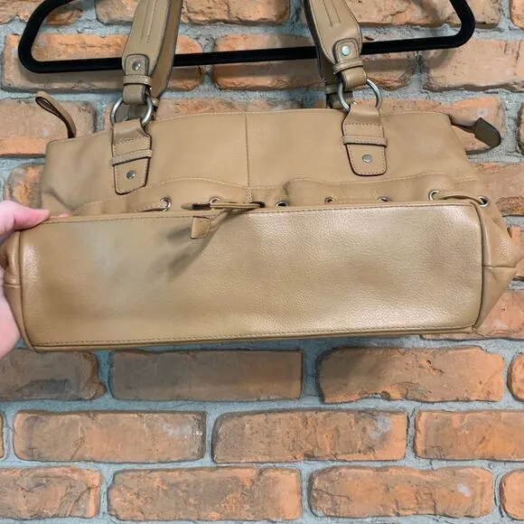 Wilsons Leather Women's Pebbled Leather Satchel‎ Purse Bag Light Brown Medium - Image 4
