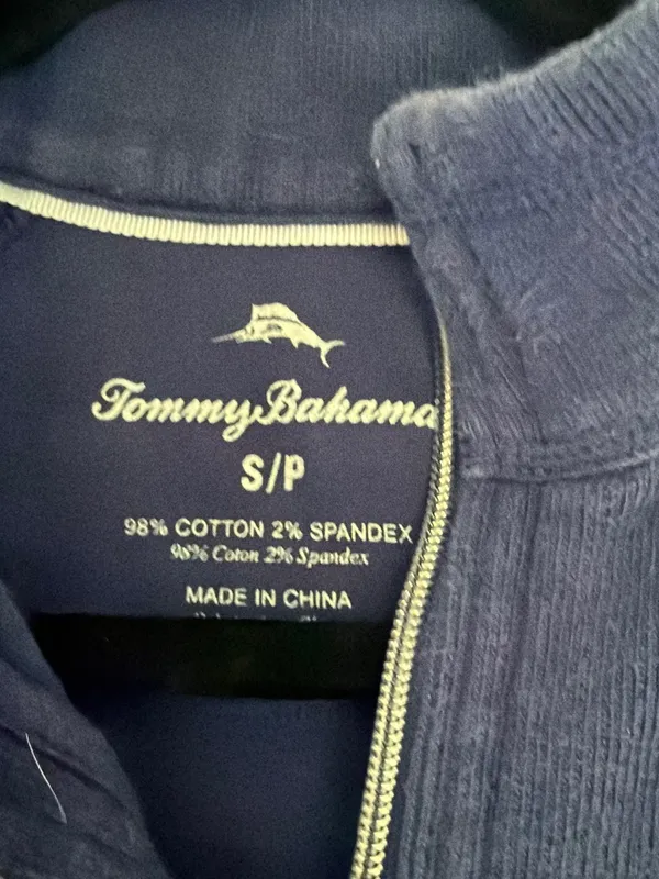Tommy Bahama Navy Blue Full Zip Sweatshirt Size Small - Image 3