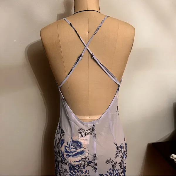 Free People Blue Getting Out Midi Slip Dress Size Medium - Image 7