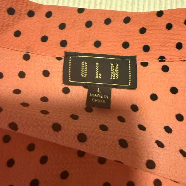 O L M Black and Orange Puff Sleeve Blouse with Tie Front - Image 9