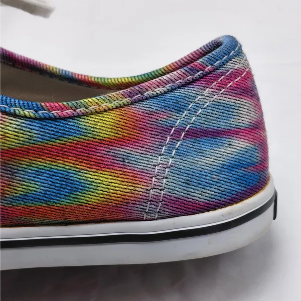 Y2K Vans Rainbow Tie-Dye Canvas Sneakers Women's 7 Skater Preppy Casual Shoes - Image 9