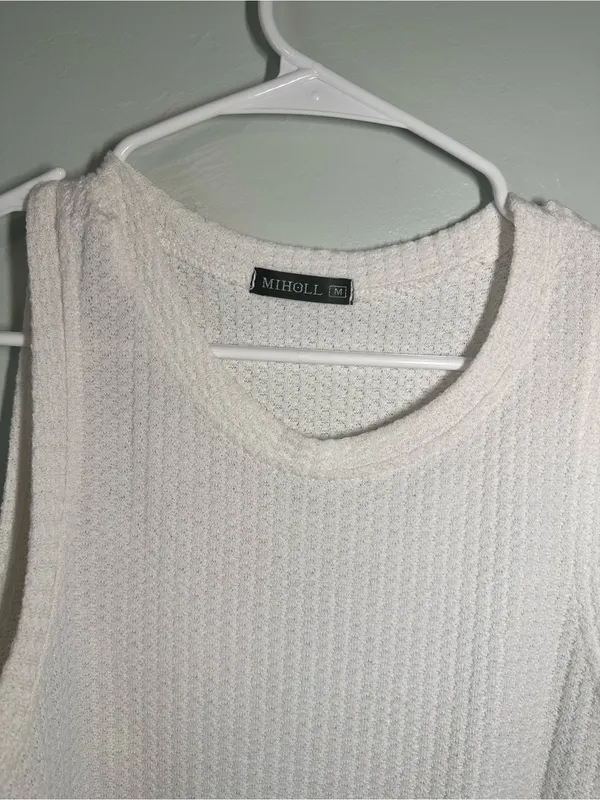 Miholl Ivory Knit Tank with Front Knot - Image 2