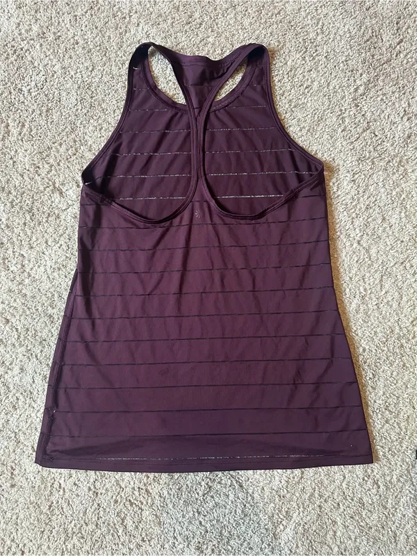 Athleta Racerback Tank Top in Deep Purple with Subtle Stripe Detail - Image 4