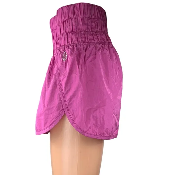 Free People FP Movement The Way Home Pink High Waist Smocked Athletic Shorts M - Image 2