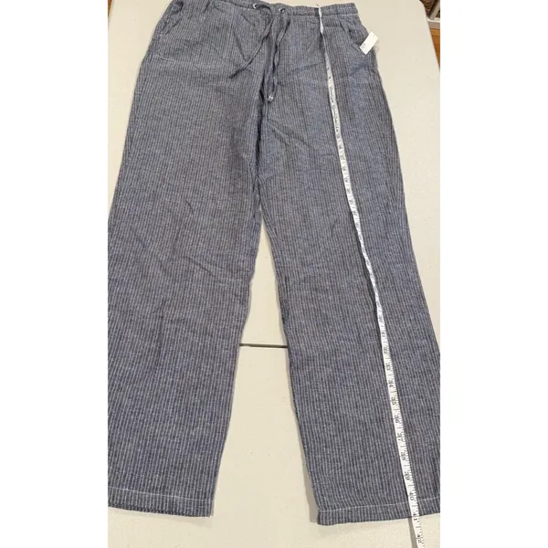 NEW Amazon Essentials Pants Medium Striped Elastic Travel Linen Cotton Cottage - Image 7