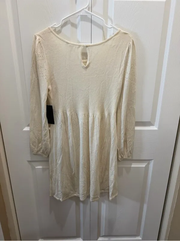 Alice + Olivia Cream Eyelet Babydoll Mini Dress Small NWT - Image 3