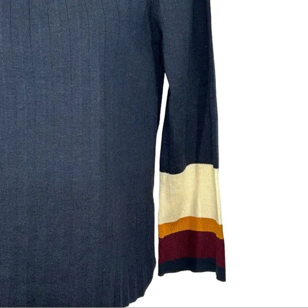 Cliché Navy Cream Colorblock Bell Sleeve Sweater Small Wool Blend Preppy Retro - Image 5