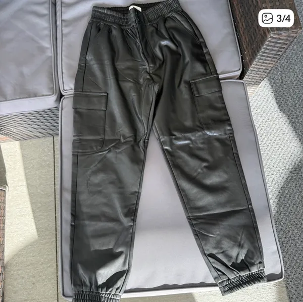 Abercrombie & Fitch Black Faux Leather Joggers - Image 2
