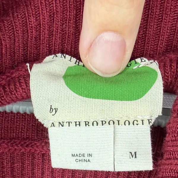 By Anthropologie Burgundy Merino Wool Blend Sleeveless Turtleneck Tunic Belted M - Image 3