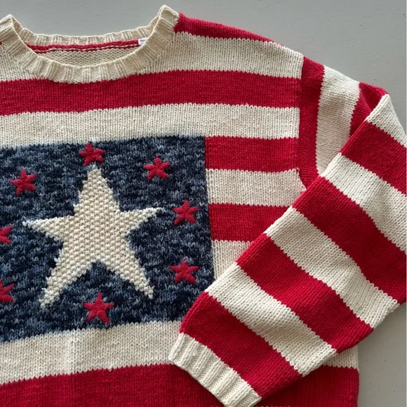 Marisa Christina American Flag Crewneck Knit Sweater - Image 2