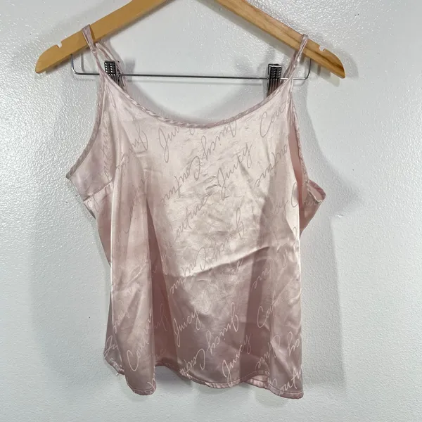 Juicy Couture Satin‎ Pink Logo Pajama Set Medium Sleepwear Cami & Pants Lounge - Image 3