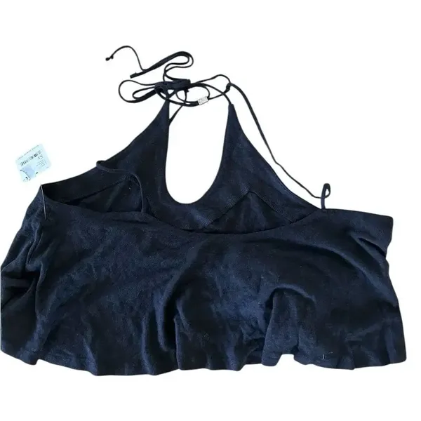 Free People Long Weekend Crop Tank Top Black, Size Medium, NWT - Image 2