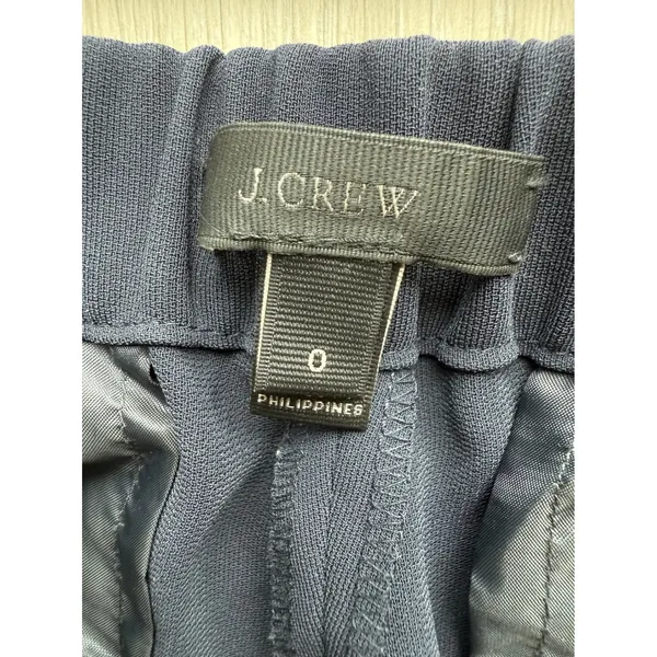 J. Crew Size 0 Navy Blue Elastic Waist Career Cropped Pants‎ - Image 3