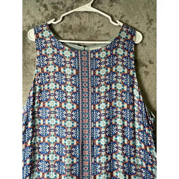 Sundance‎ Sleeveless Border Print Midi Dress Size 16 Boho Folk Art Lagenlook - Image 2