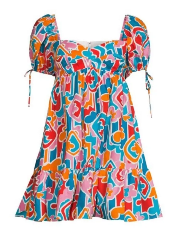 Amanda Uprichard Sicily Geometric Puff Sleeve Mini Dress, NEW, Small, MSRP $238 - Image 3