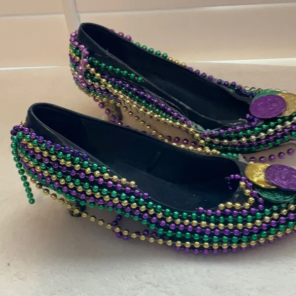 Mardi Gras Heels Purple Size 7.5 - Image 2