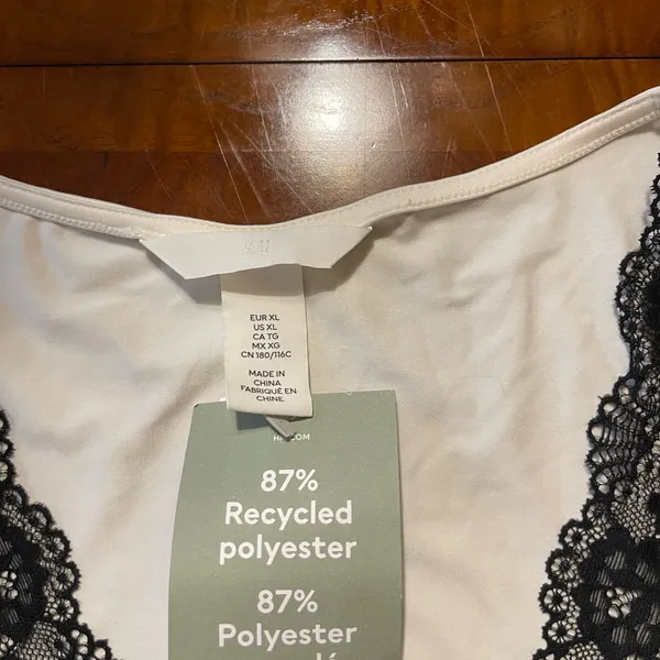 H&M White Bodysuit Lace Trim - Image 4