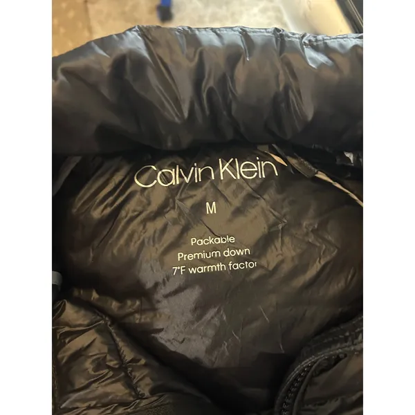 Calvin Klein Womens Packable Premium Down Puffer Jacket Black Hooded Medium M - Image 6