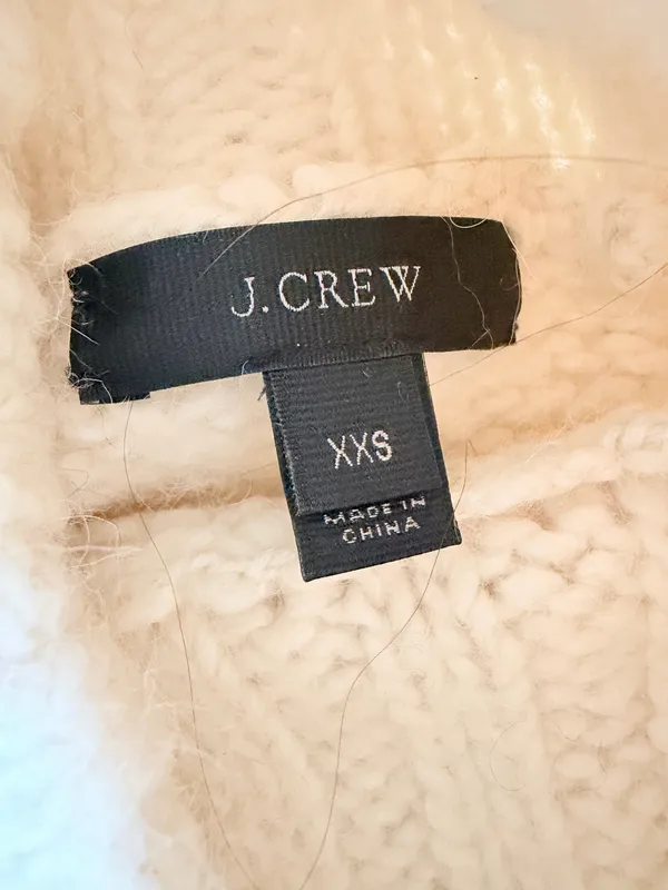 J.Crew Cream Turtleneck Cropped Sweater in Textured Wool Yarn, Size XXS - Image 5