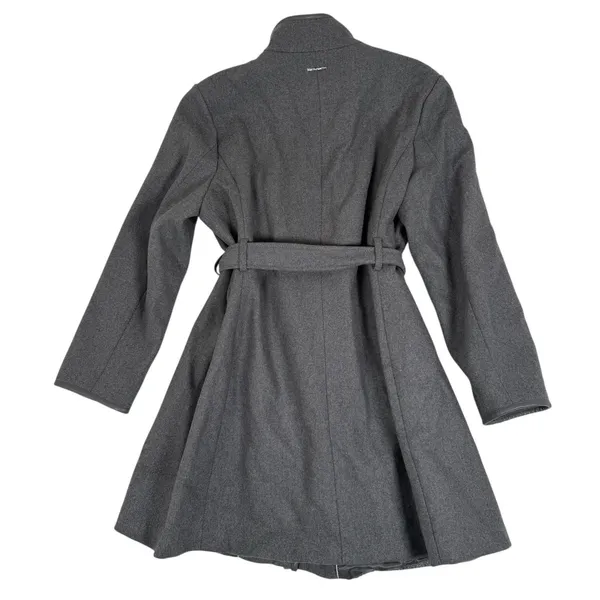 Vince‎ Camuto Wool High Neck Belted PU Trim Coat Womens XXL Gray - Image 2