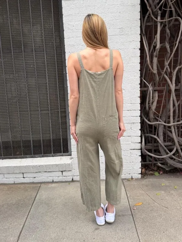 Target Universal Thread linen green jumpsuit size S wide-leg, relaxed fit #jumpsuit - Image 4