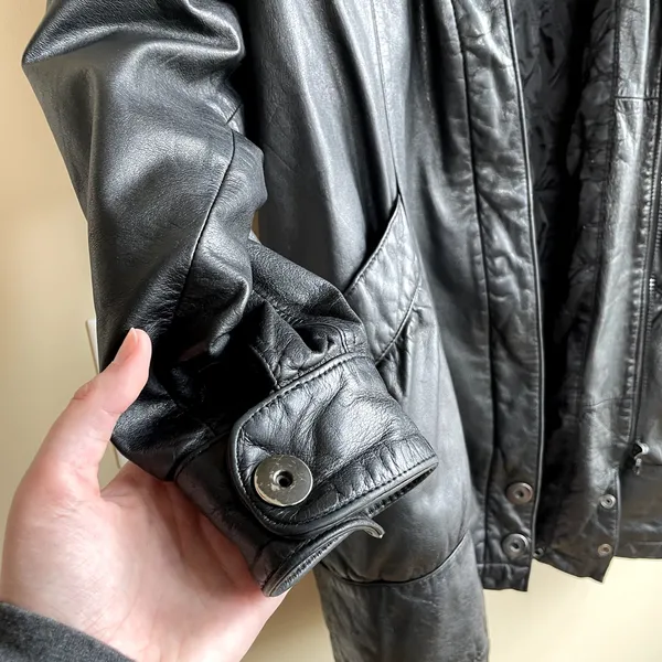 Jacqueline Ferrar genuine‎ leather jacket heavy vintage front pockets women's XL - Image 3
