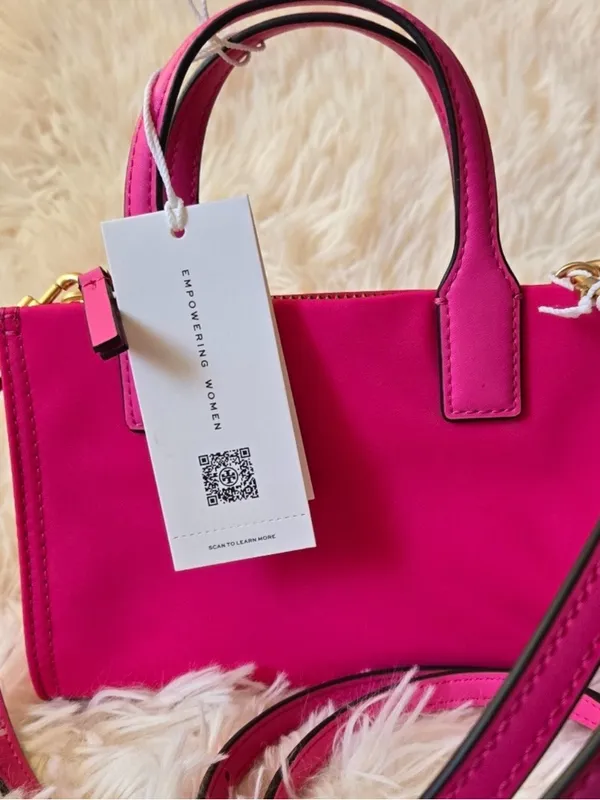 Tory Burch Hot Pink Mini Satchel with Logo Medallion - Image 3