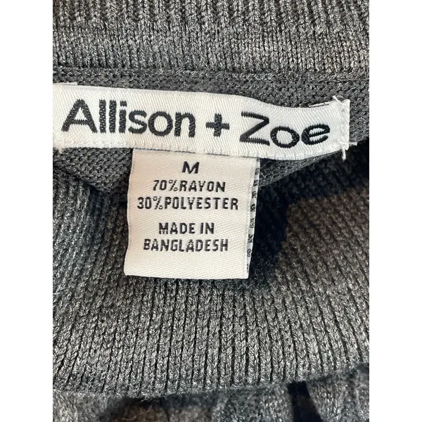 Allison + Zoe Sweater Size M Heather Charcoal Cable Knit Turtleneck NWT - Image 2
