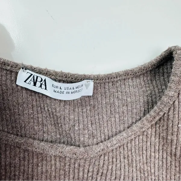 Zara‎ Brown Knit Shoulder Pads Top Size Large - Image 6