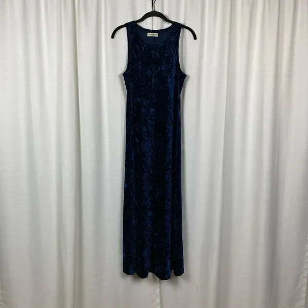 Natural Life Dark Blue Crushed Velvet Sleeveless Maxi Dress Sz.XS - Image 5