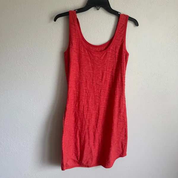 Toad&Co Samba Wave Tank Dress Orange Organic Cotton Blend Texture Wave Womens S - Image 7