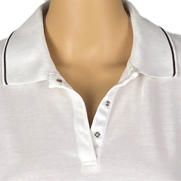 EP PRO Tour Dry Performance White w/Blk Trim Short Sleeve Golf Polo Snaps Large - Image 3