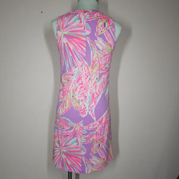 Lilly Pulitzer Amina Dress Sleeveless Designer Bright Floral Sz XS Pima Cotton - Image 4