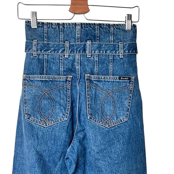 Aritzia Bardot Denim High Waist Wide Legs belted cotton Jeans Size 26 - Image 7