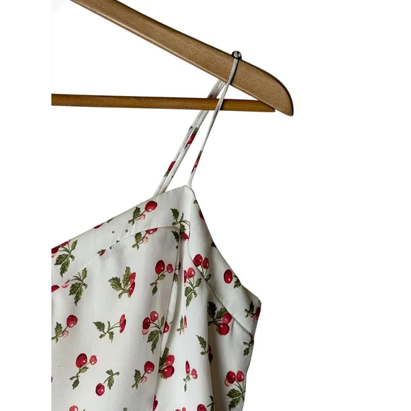 Abercrombie & Fitch Cami Top Women Large White Cherry Smocked Boho Tank Cottage - Image 4
