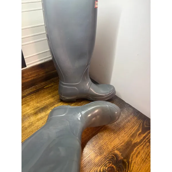 Hunter‎ Gray Tall Rain Boots Size 7 - Image 8