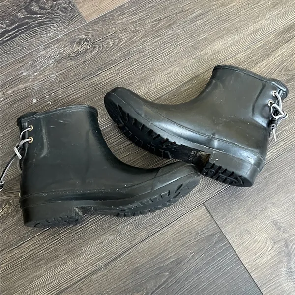Sperry Top-Slider Women's Black Rubber Walker Turf Rain Boots women Sz 7M - Image 2