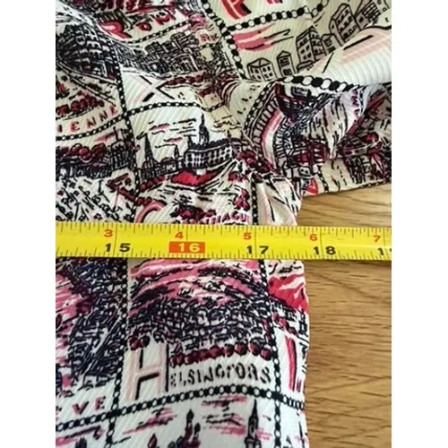 By Malene Birger Postcard‎ City Print Long Sleeve Blouse Pink Cream Size 34 XS - Image 6