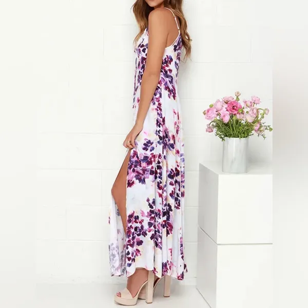 Revolve NWT- SOMEDAYS Lovin Lonely Ivory Floral Print Side Slit MaxiDress size xs - Image 3