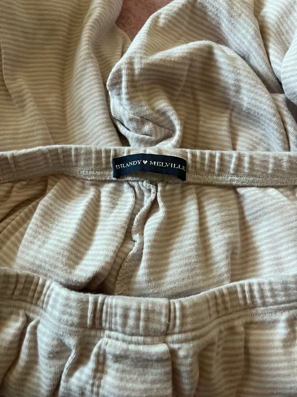 Brandy Melville Pants Striped Pink White - Image 2