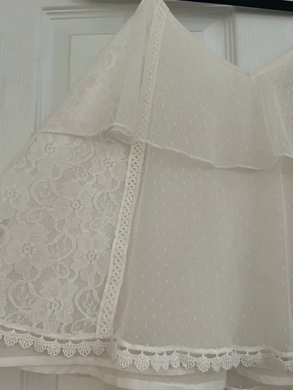 American Eagle Outfitters Cream Lace Ruffle Cami - Image 3