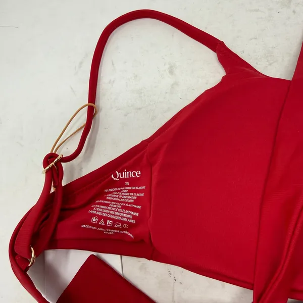 Quince Italian Scoop‎ Neck Bikini Top Cherry Red NEW Womens XS - Image 6