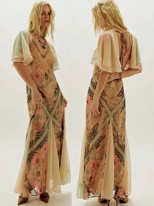 Free People Bohemian Witchy Celestial Nights Maxi Dress in Fairy Combo XL - Image 4